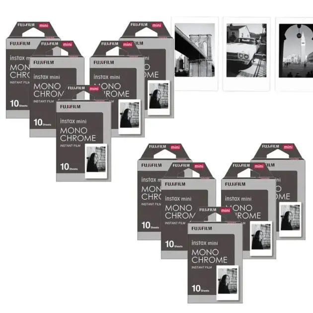 Fujifilm Instax Mini Monochrome Film (10-100 Sheets) - B&W